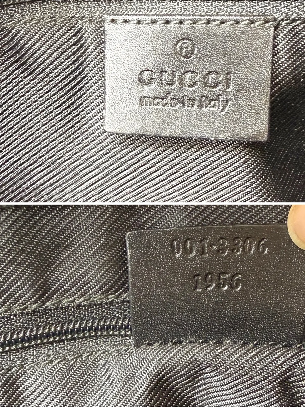 Gucci authentic Jackie hobo bag black monogram canvas black leather shoulder bag
